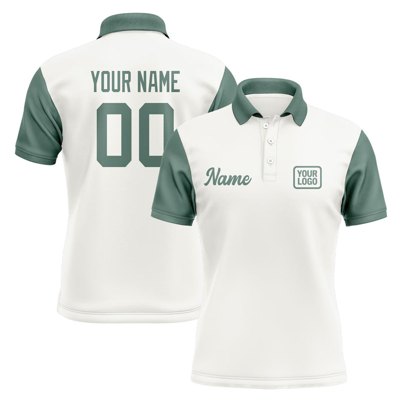 Custom White Blue Green Short-Sleeve Polo Shirt PO182727B127