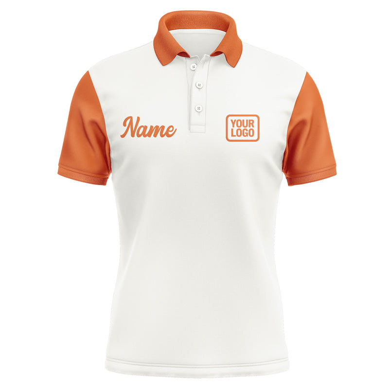 Custom White Orange Short-Sleeve Polo Shirt PO182828B128