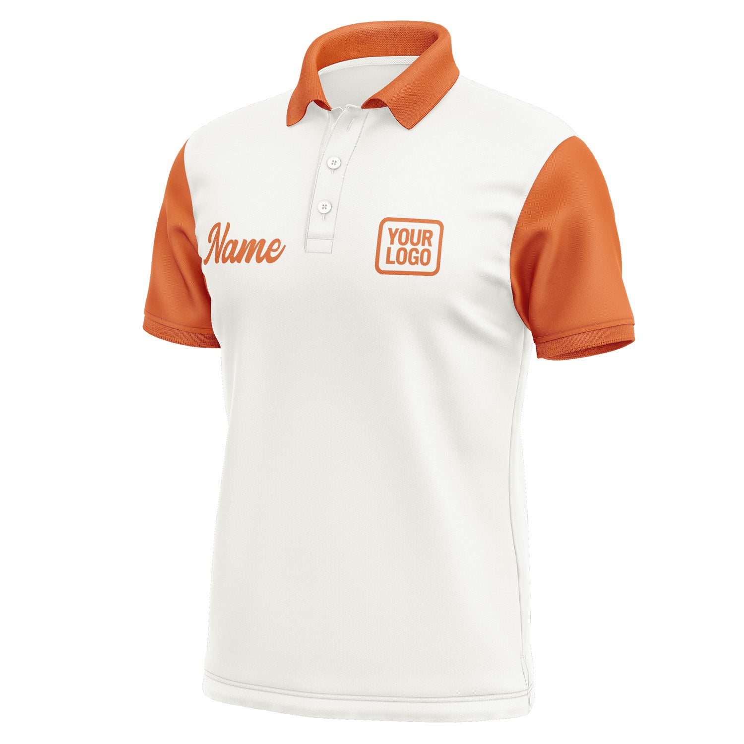 Custom White Orange Short-Sleeve Polo Shirt PO182828B128