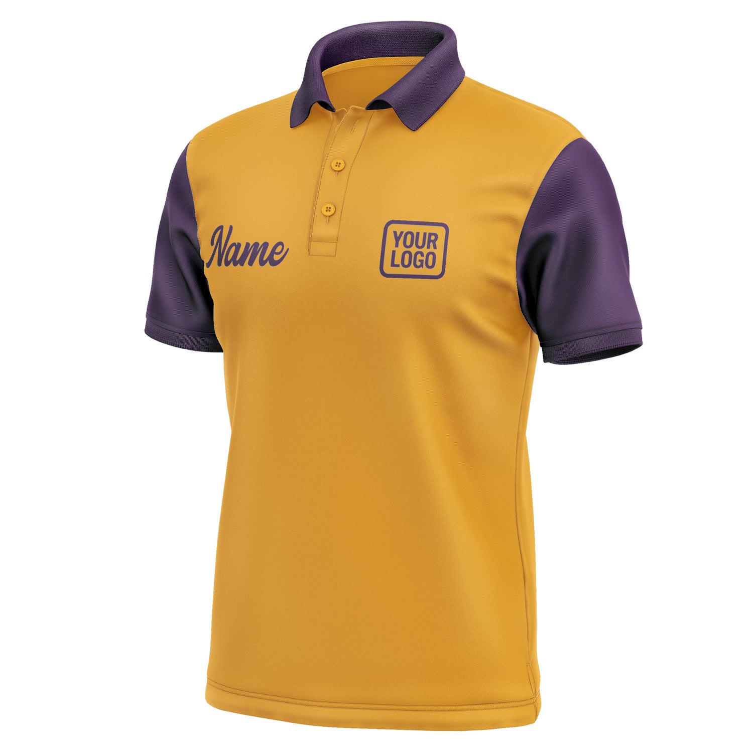 Custom Yellow Purple Short-Sleeve Polo Shirt PO190707B107
