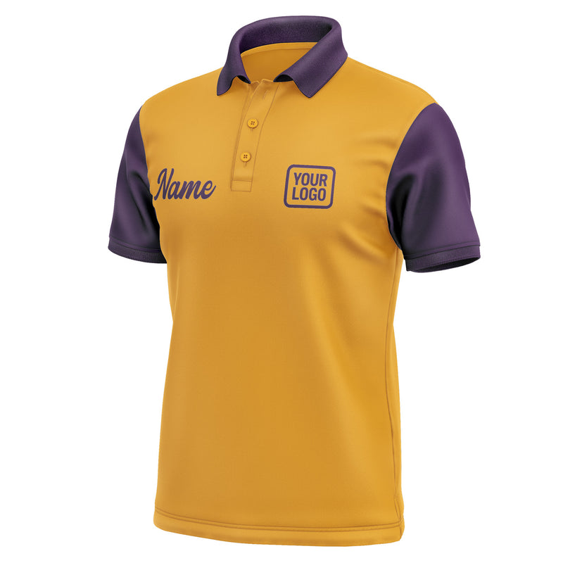 Custom Yellow Purple Short-Sleeve Polo Shirt PO190707B107