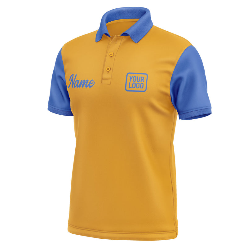 Custom Yellow Sky Blue Short-Sleeve Polo Shirt PO190909B109