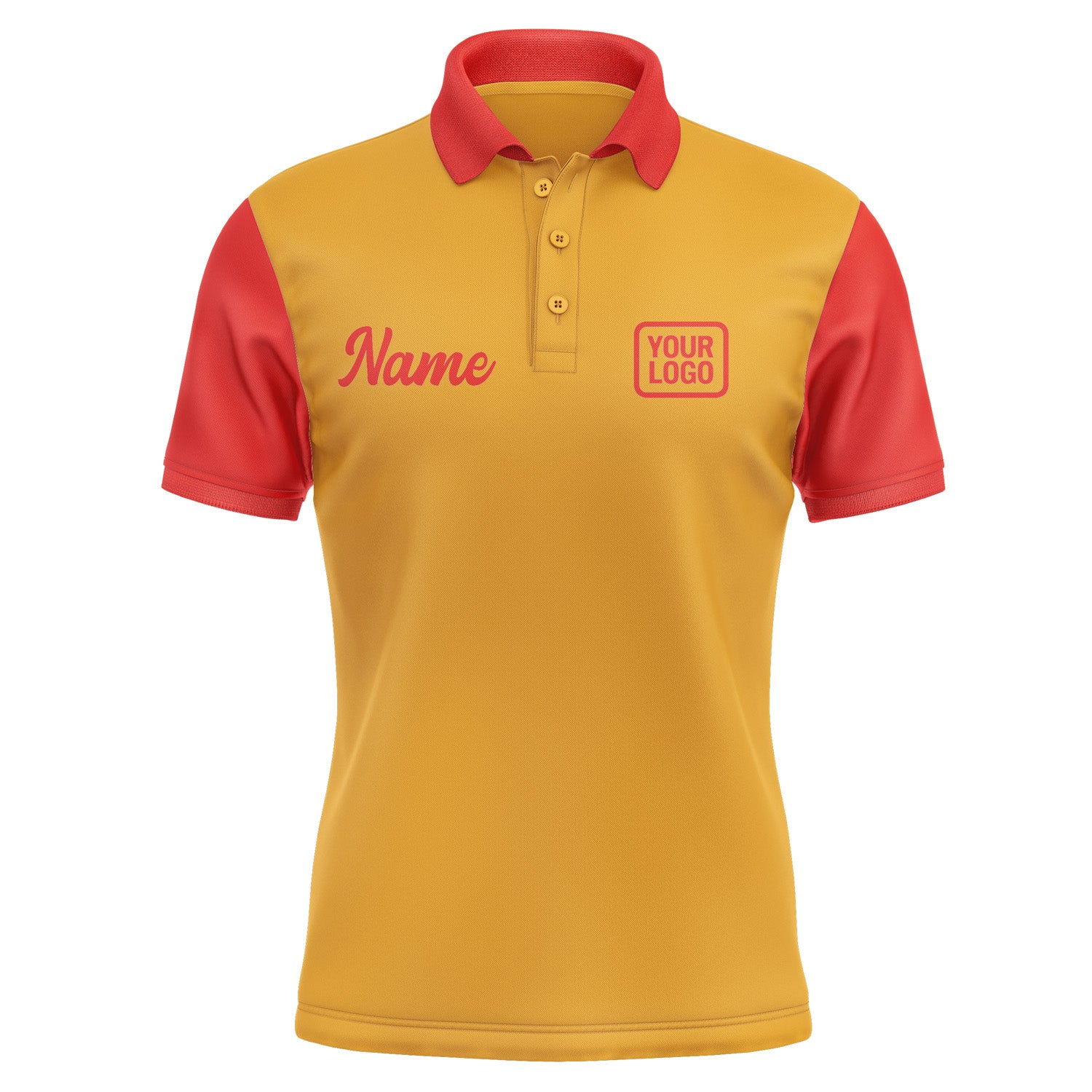 Custom Yellow Orange Red Short-Sleeve Polo Shirt PO191212B112