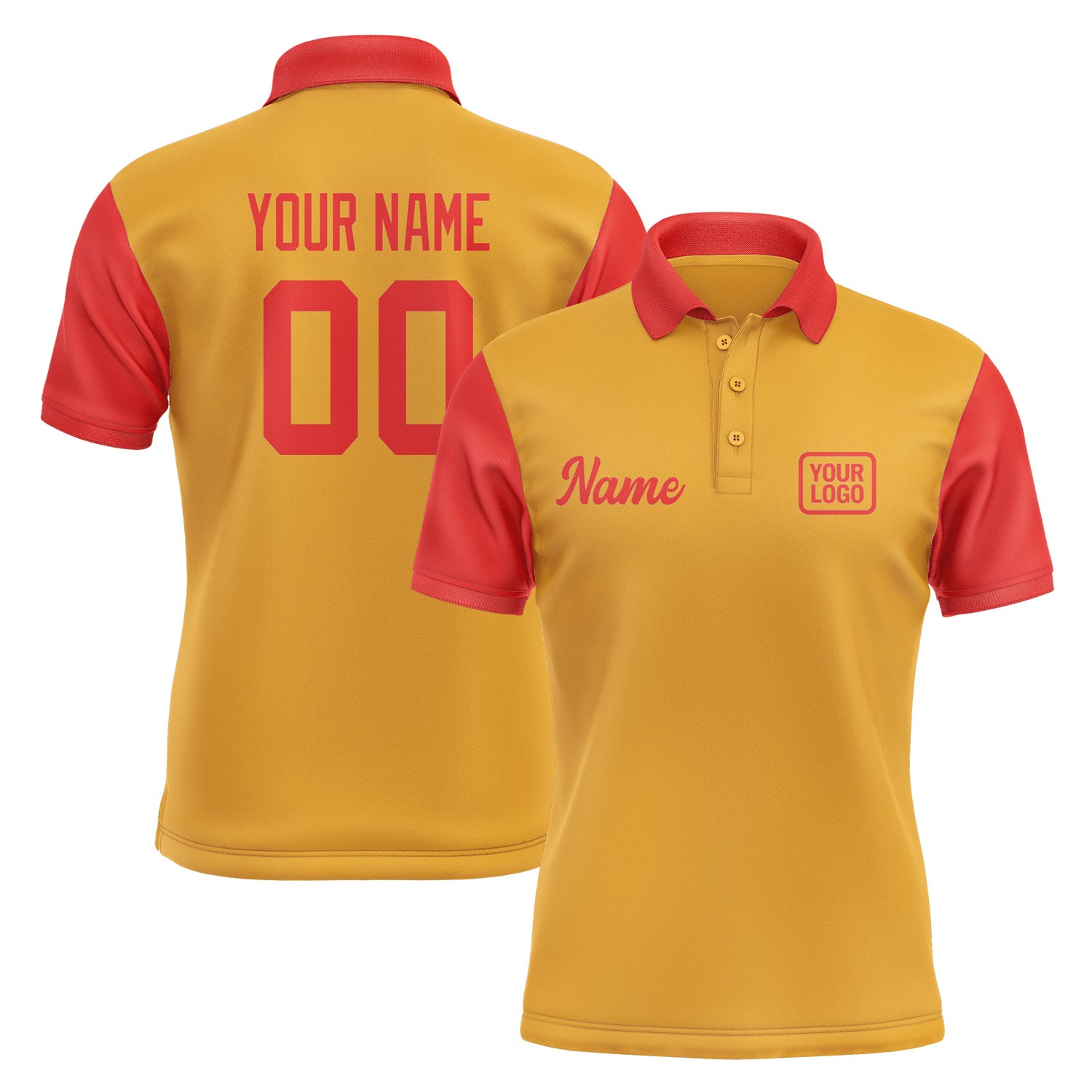 Custom Yellow Orange Red Short-Sleeve Polo Shirt PO191212B112