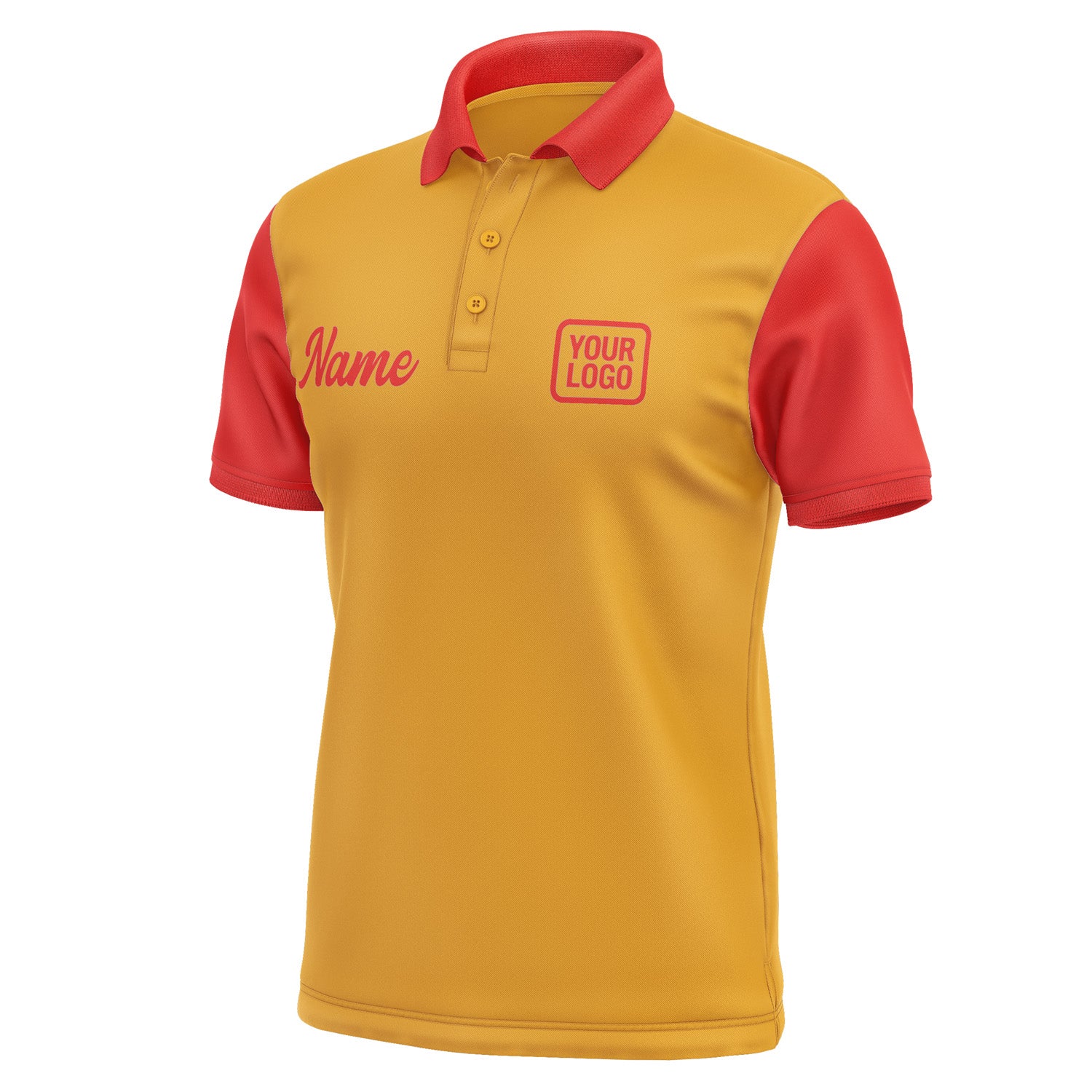 Custom Yellow Orange Red Short-Sleeve Polo Shirt PO191212B112