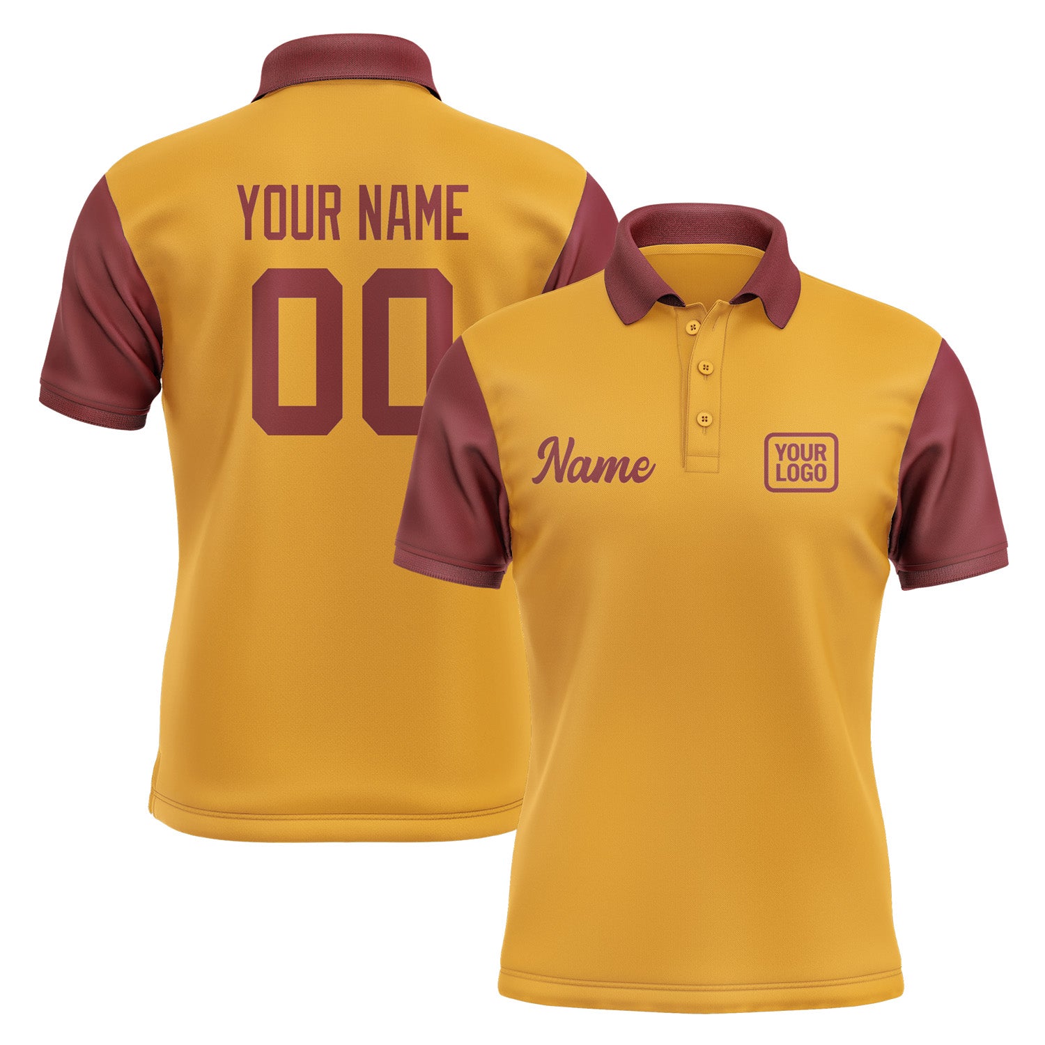 Custom Yellow Crimson Red Short-Sleeve Polo Shirt PO191515B115