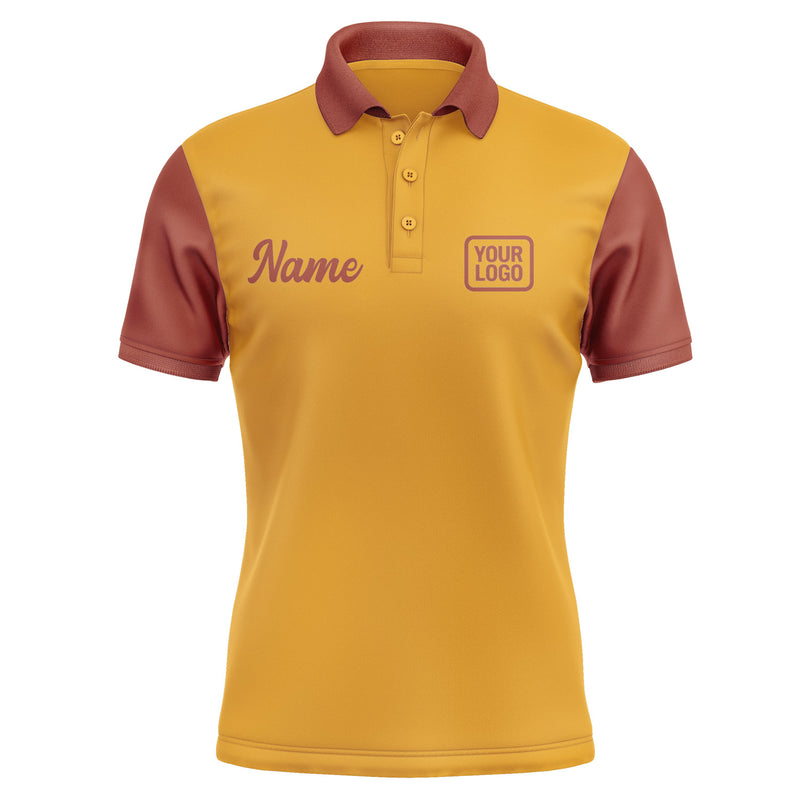 Custom Yellow Coral Red Short-Sleeve Polo Shirt PO191616B116