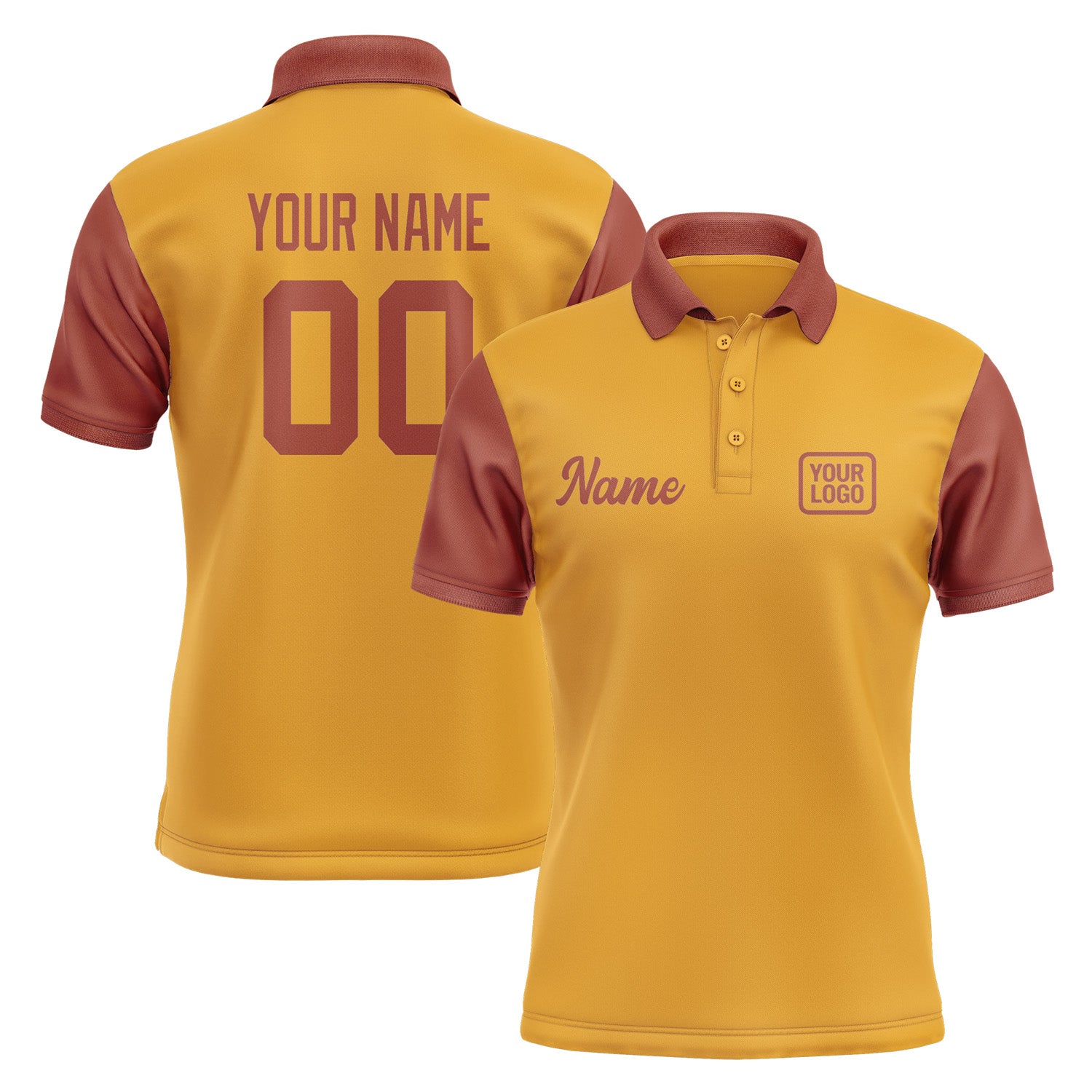 Custom Yellow Coral Red Short-Sleeve Polo Shirt PO191616B116