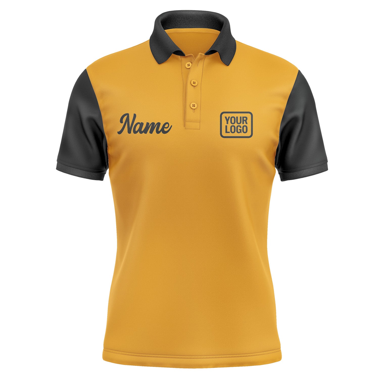 Custom Yellow Black Short-Sleeve Polo Shirt PO191717B117