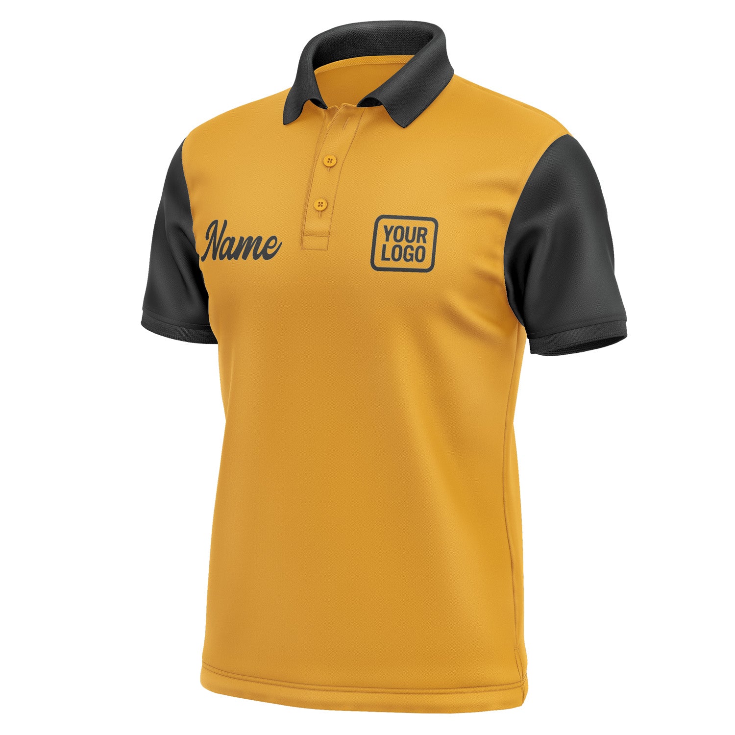 Custom Yellow Black Short-Sleeve Polo Shirt PO191717B117