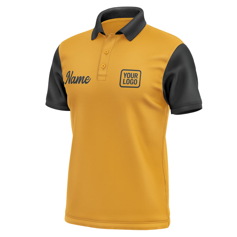 Custom Yellow Black Short-Sleeve Polo Shirt PO191717B117