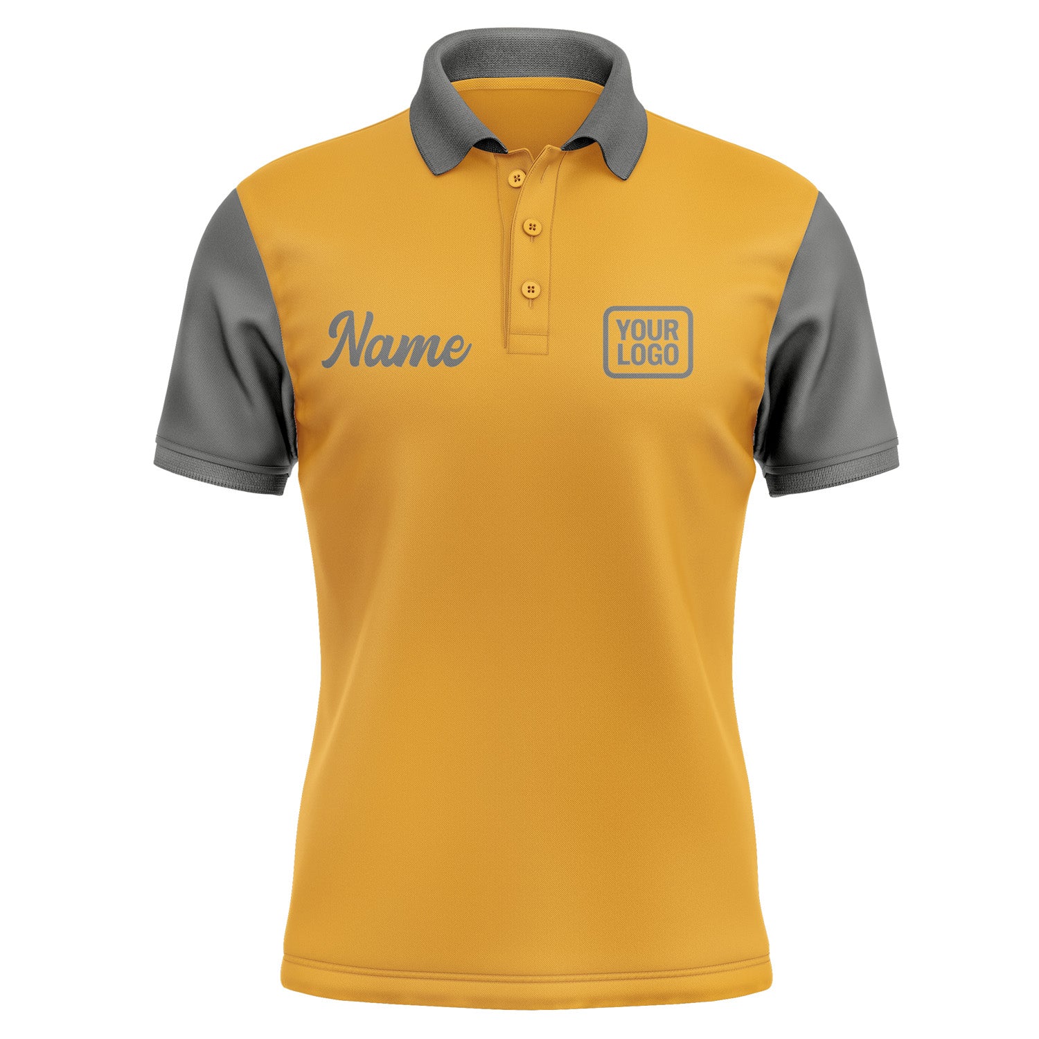 Custom Yellow Dark Grey Short-Sleeve Polo Shirt PO192020B120