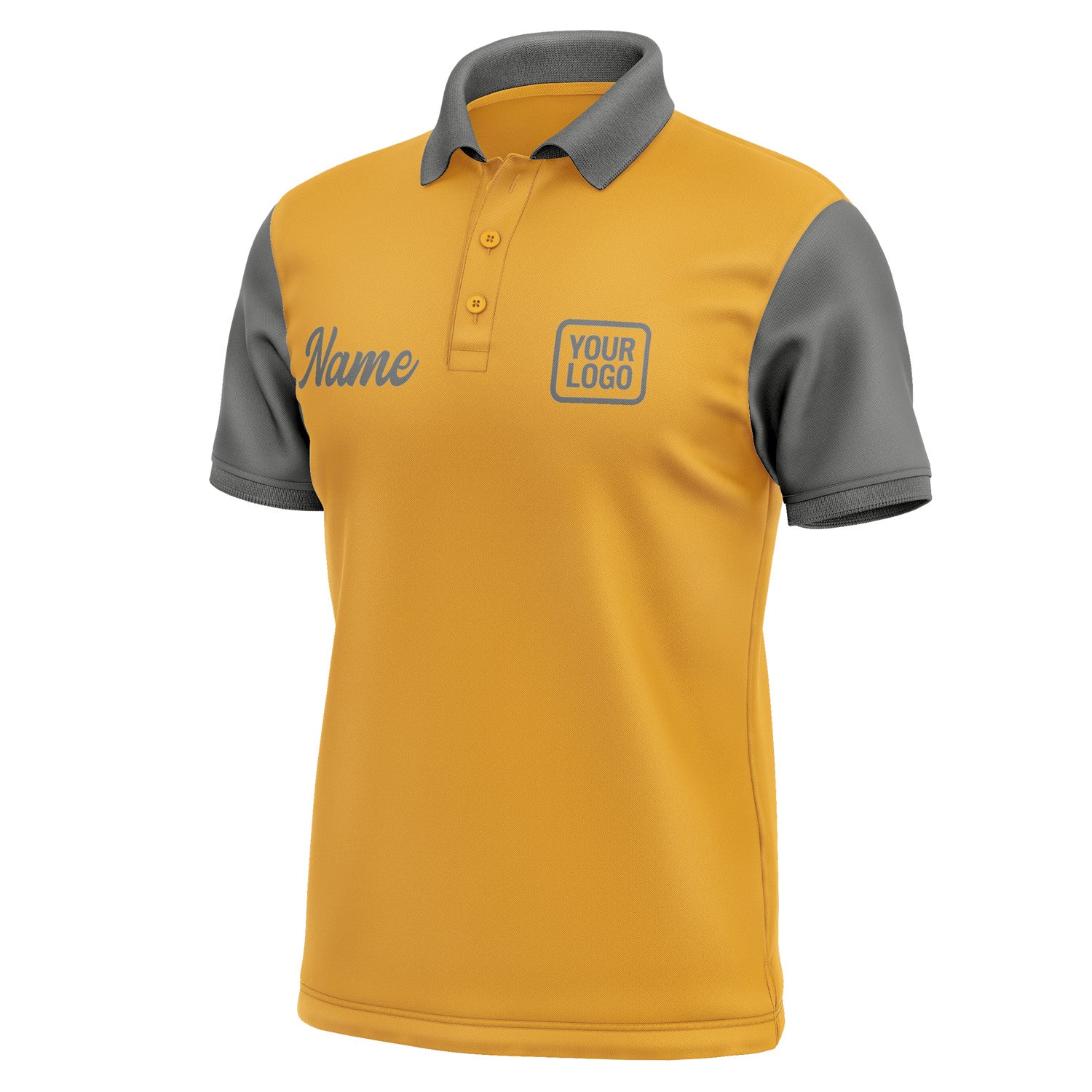 Custom Yellow Dark Grey Short-Sleeve Polo Shirt PO192020B120