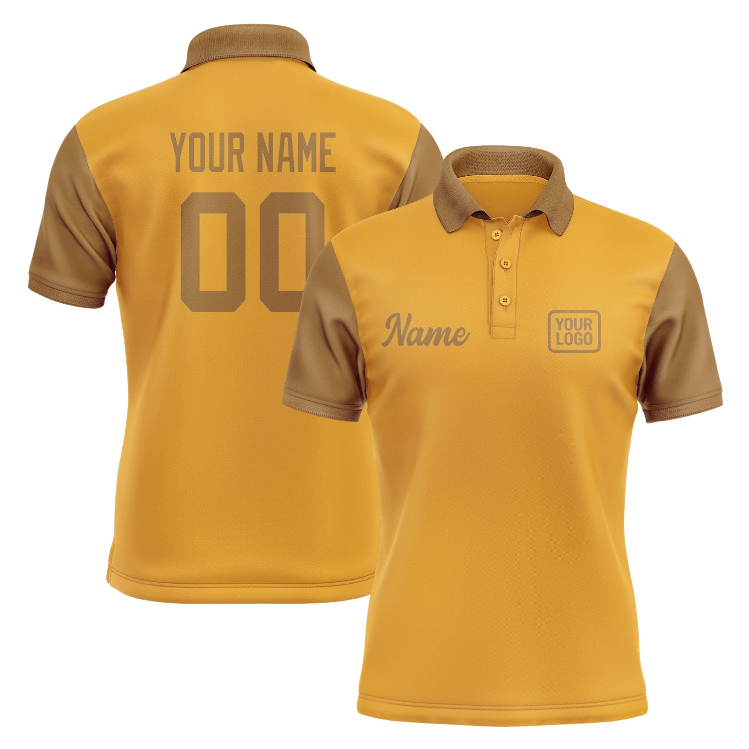 Custom Yellow Khaki Short-Sleeve Polo Shirt PO192222B122
