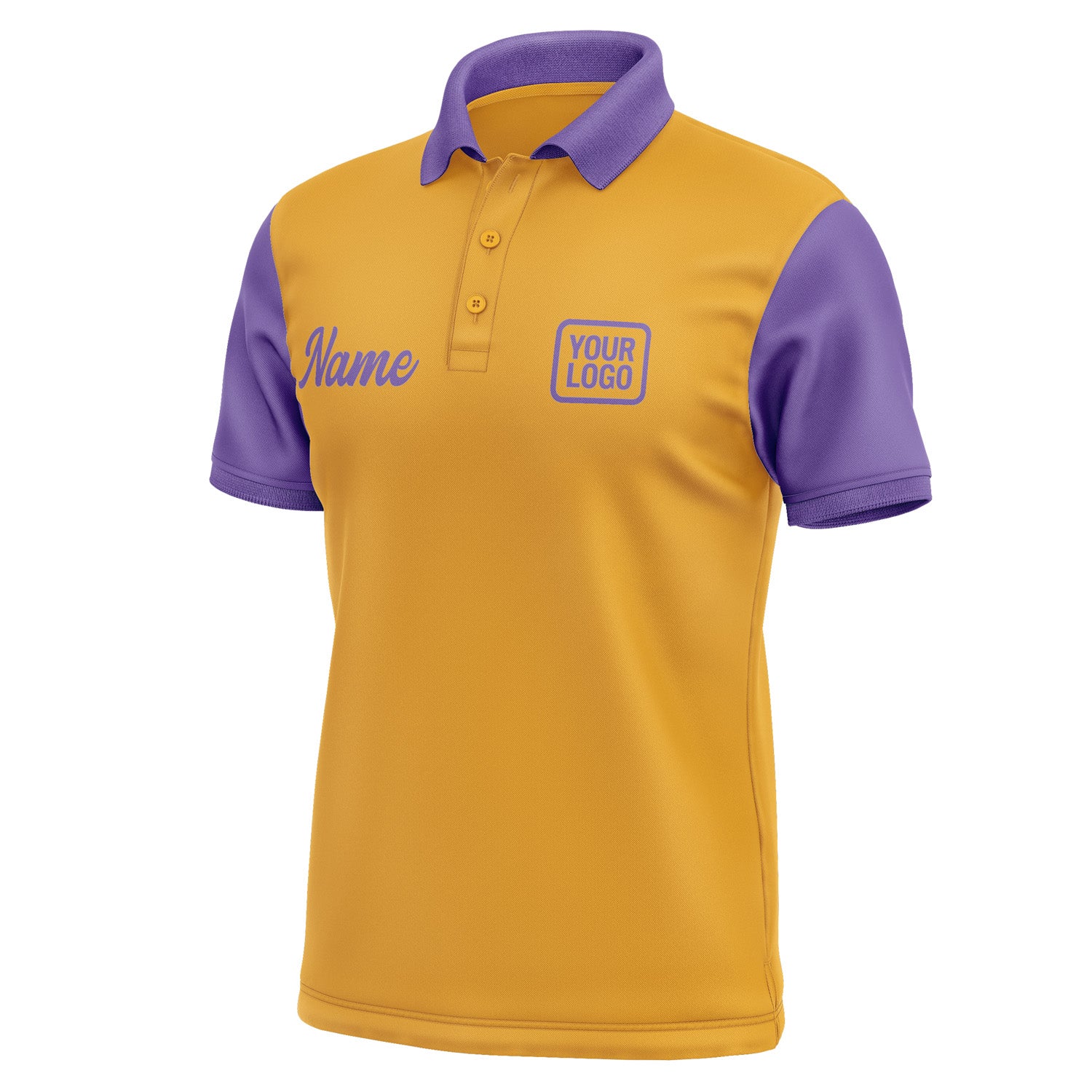 Custom Yellow Light Purple Short-Sleeve Polo Shirt PO192323B123