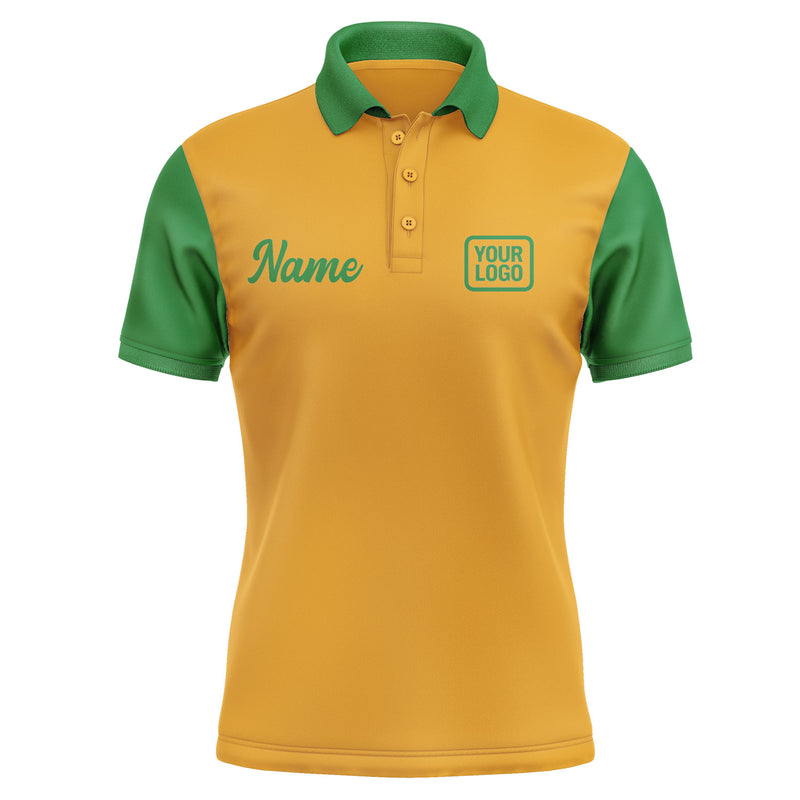 Custom Yellow Emerald Green Short-Sleeve Polo Shirt PO192424B124
