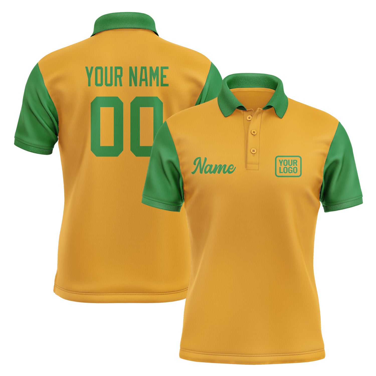 Custom Yellow Emerald Green Short-Sleeve Polo Shirt PO192424B124