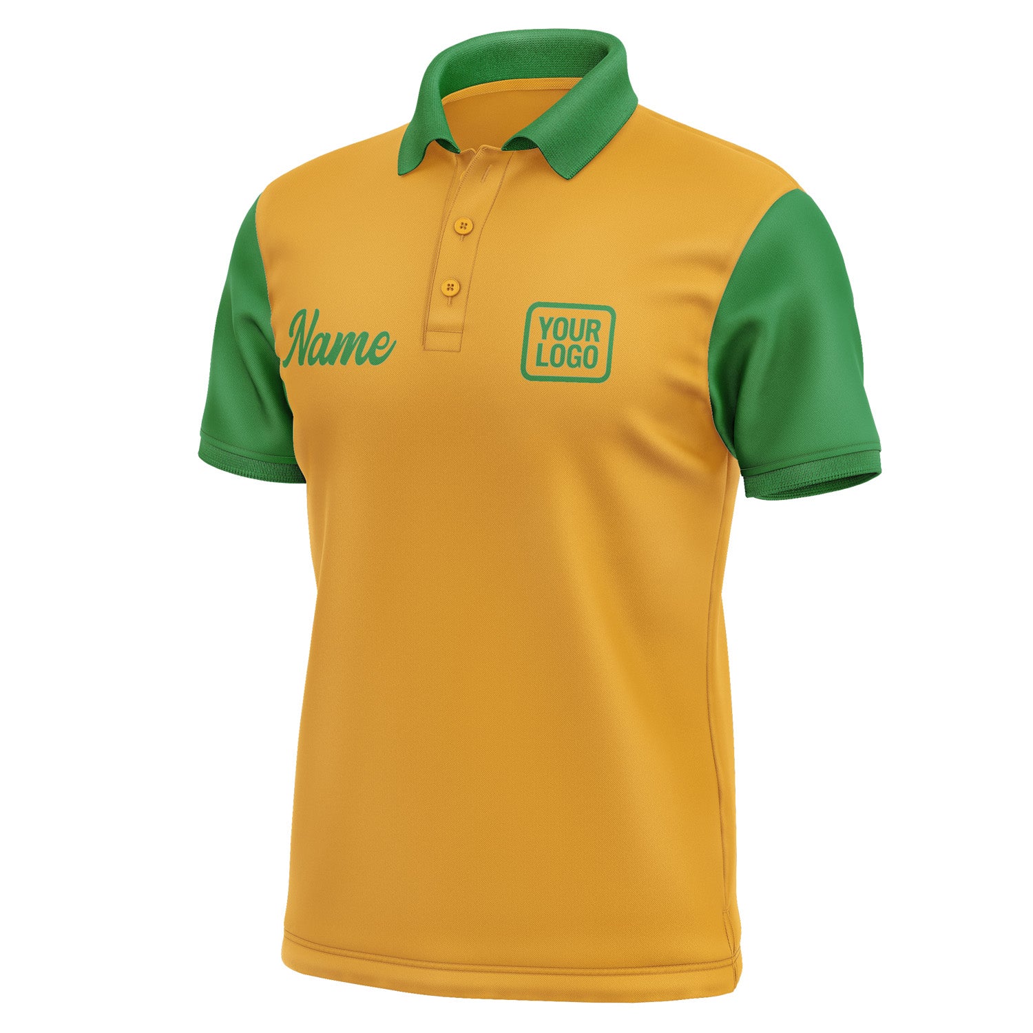 Custom Yellow Emerald Green Short-Sleeve Polo Shirt PO192424B124