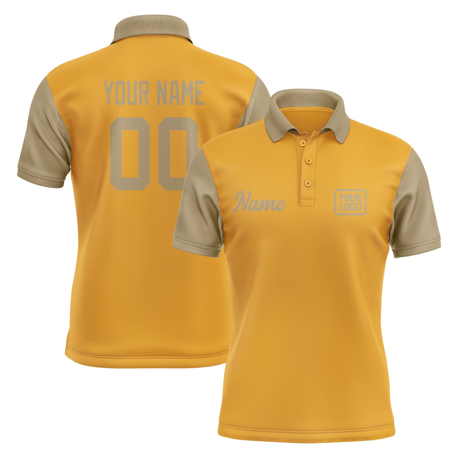 Custom Yellow Light Khaki Short-Sleeve Polo Shirt PO192525B125