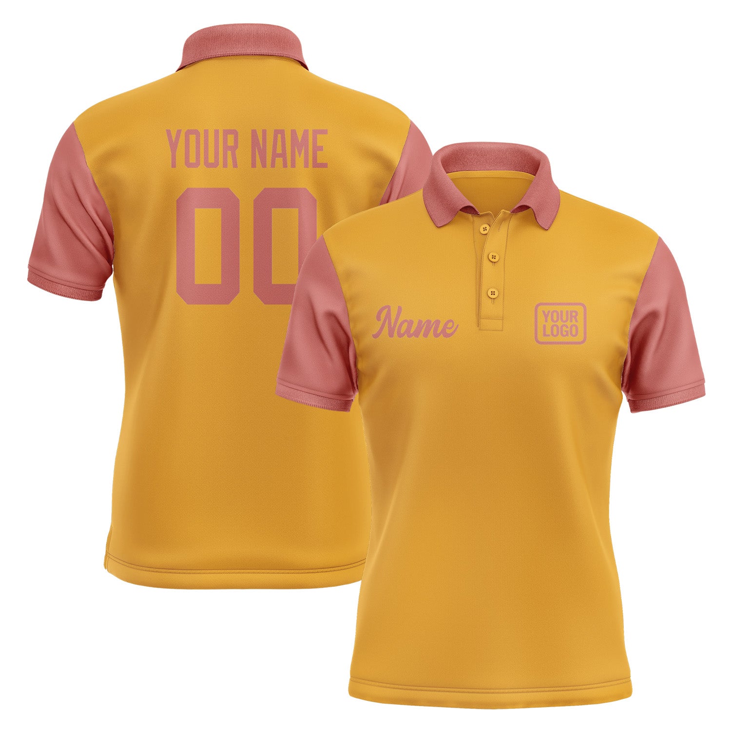 Custom Yellow Copper Rose Short-Sleeve Polo Shirt PO192929B129