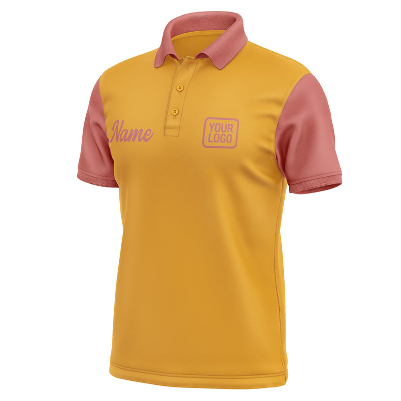 Custom Yellow Copper Rose Short-Sleeve Polo Shirt PO192929B129