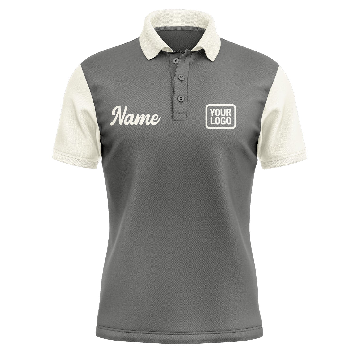 Custom Dark Grey Cream Short-Sleeve Polo Shirt PO200303B103