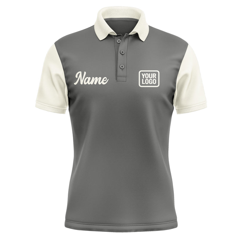 Custom Dark Grey Cream Short-Sleeve Polo Shirt PO200303B103