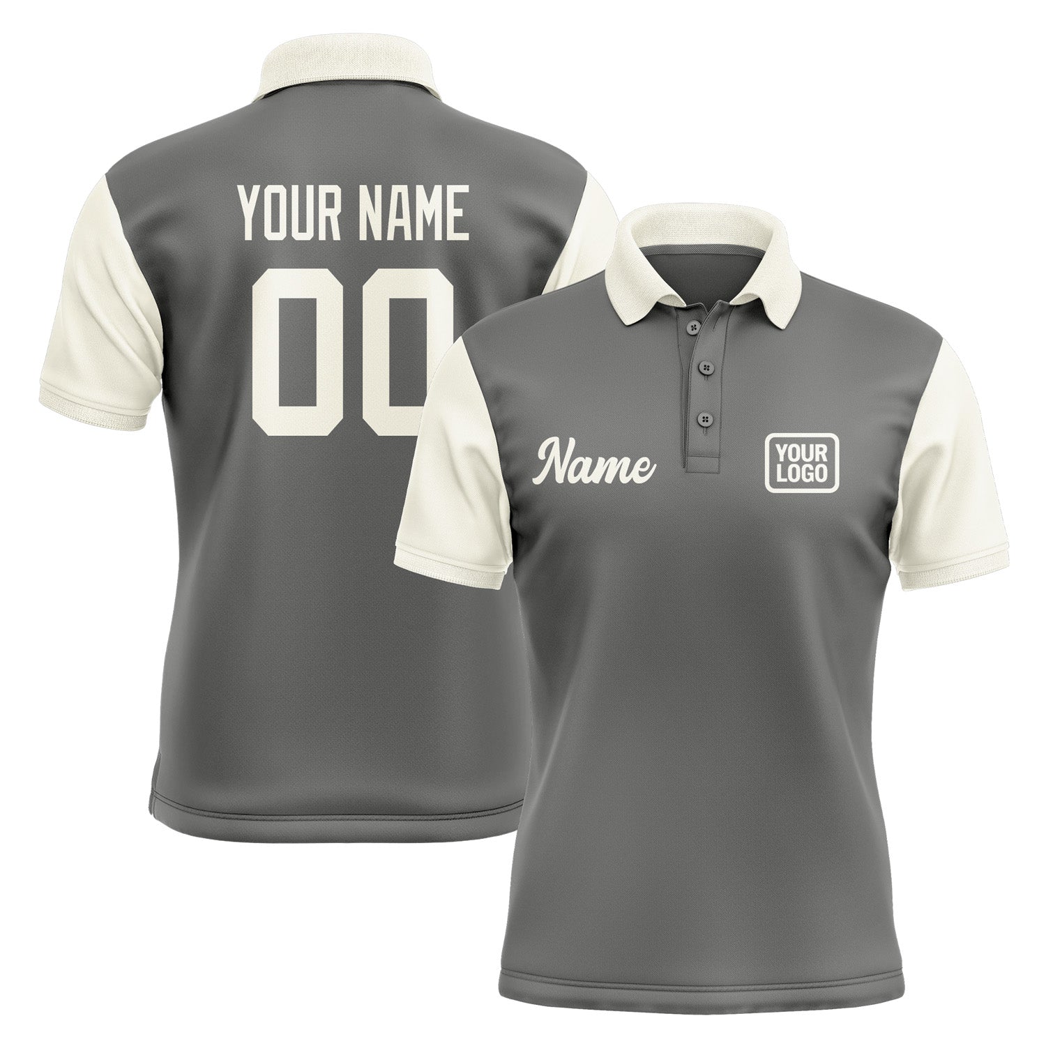 Custom Dark Grey Cream Short-Sleeve Polo Shirt PO200303B103