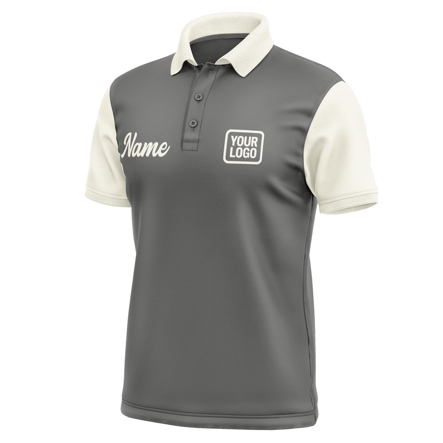 Custom Dark Grey Cream Short-Sleeve Polo Shirt PO200303B103
