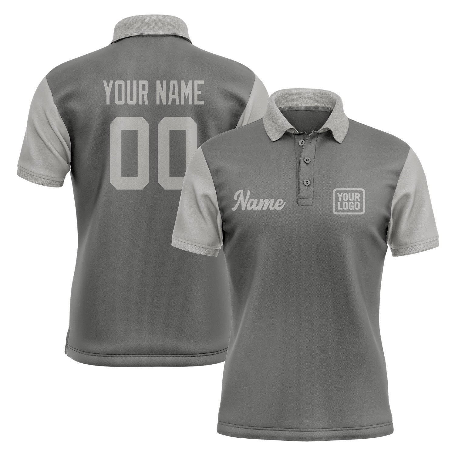 Custom Dark Grey Gray Short-Sleeve Polo Shirt PO200404B104