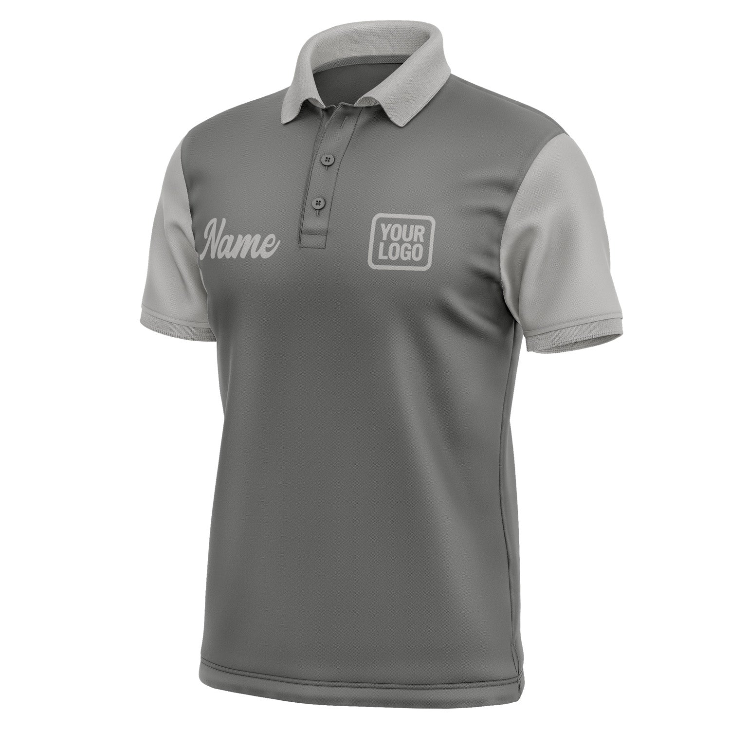 Custom Dark Grey Gray Short-Sleeve Polo Shirt PO200404B104