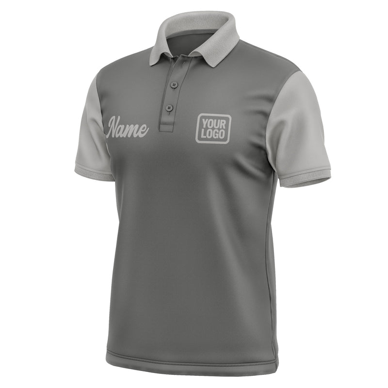 Custom Dark Grey Gray Short-Sleeve Polo Shirt PO200404B104