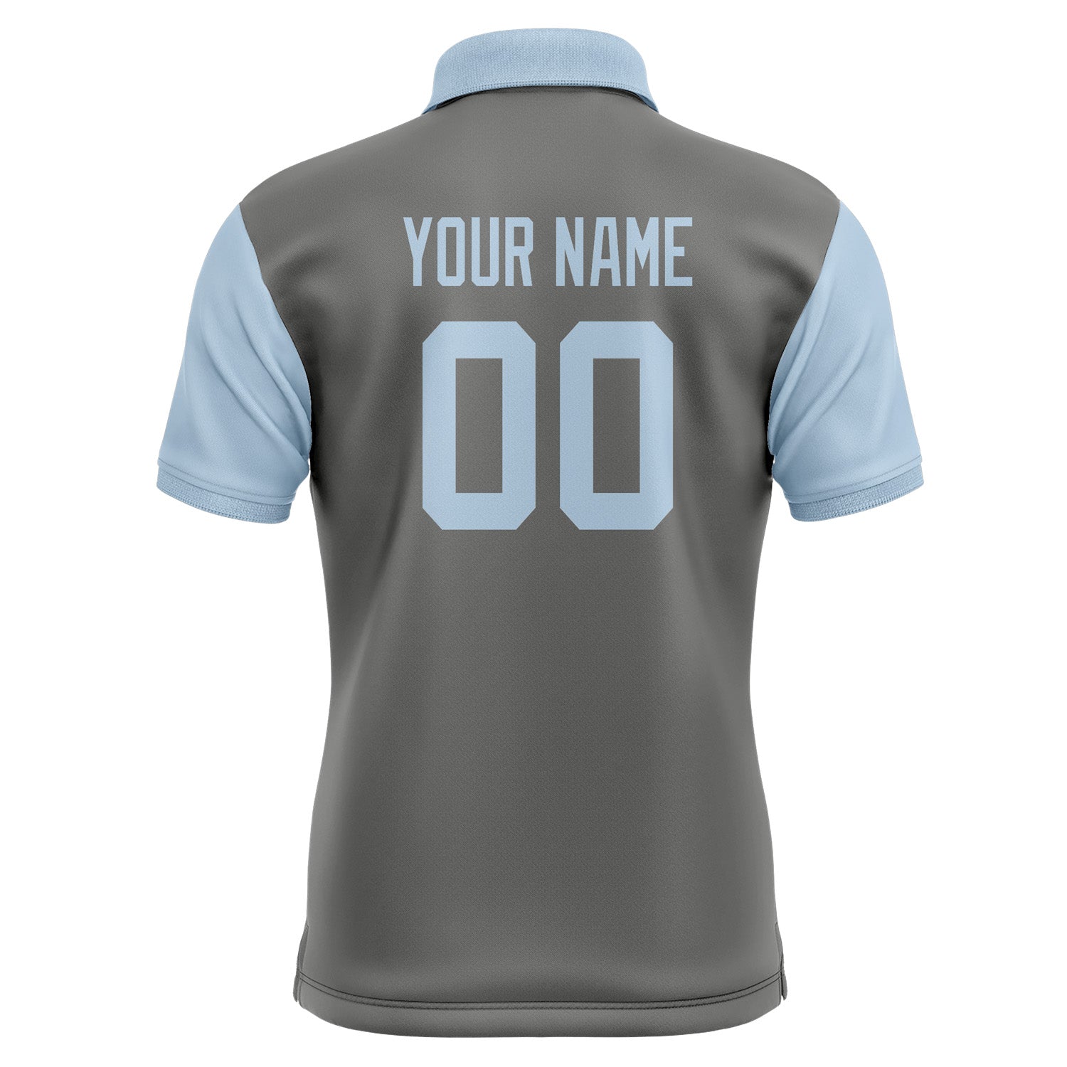 Custom Dark Grey Light Blue Short-Sleeve Polo Shirt PO200808B108