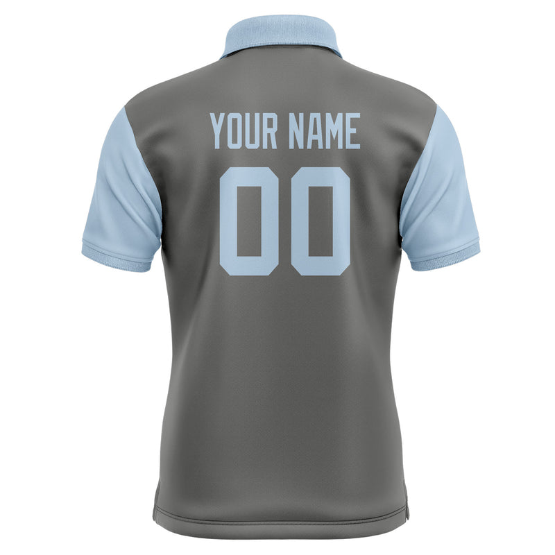 Custom Dark Grey Light Blue Short-Sleeve Polo Shirt PO200808B108