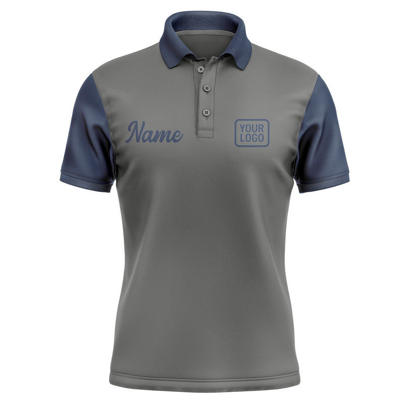 Custom Dark Grey Blue Short-Sleeve Polo Shirt PO201010B110