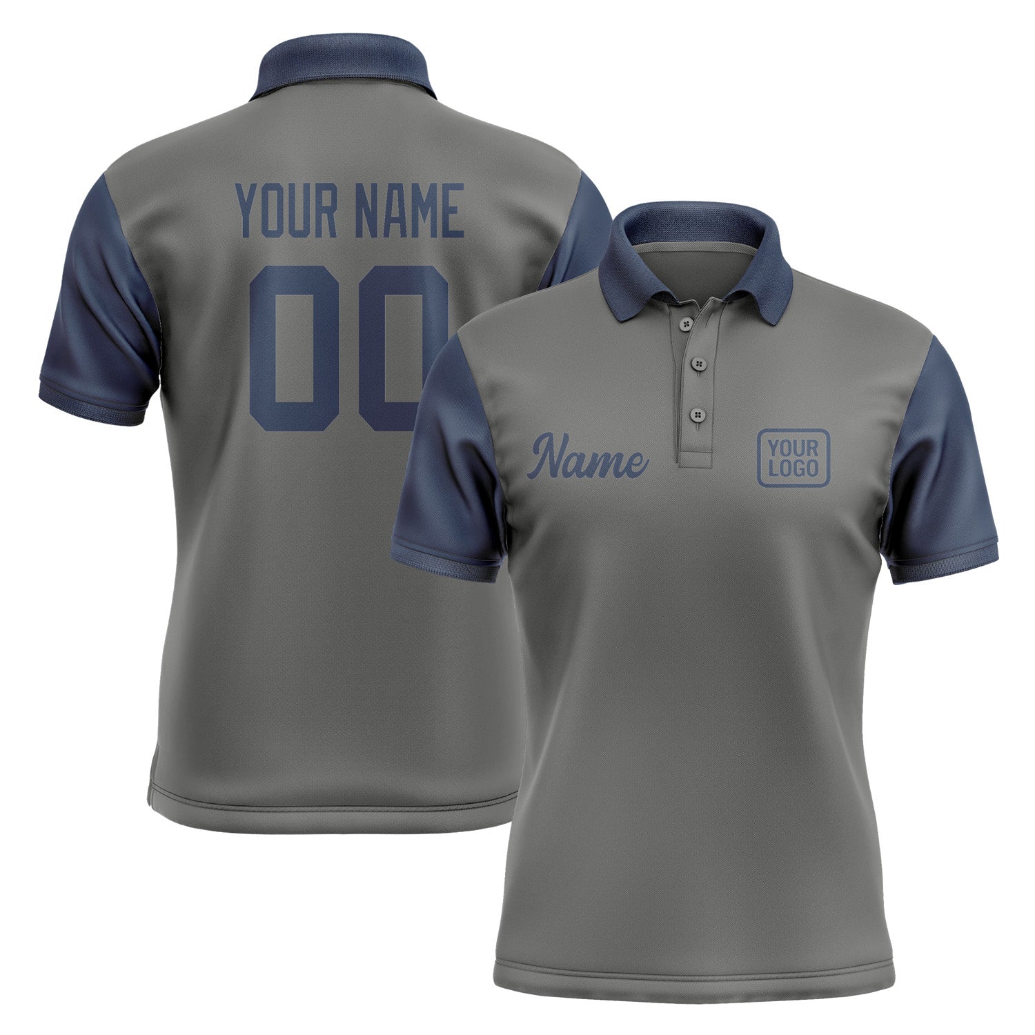 Custom Dark Grey Blue Short-Sleeve Polo Shirt PO201010B110