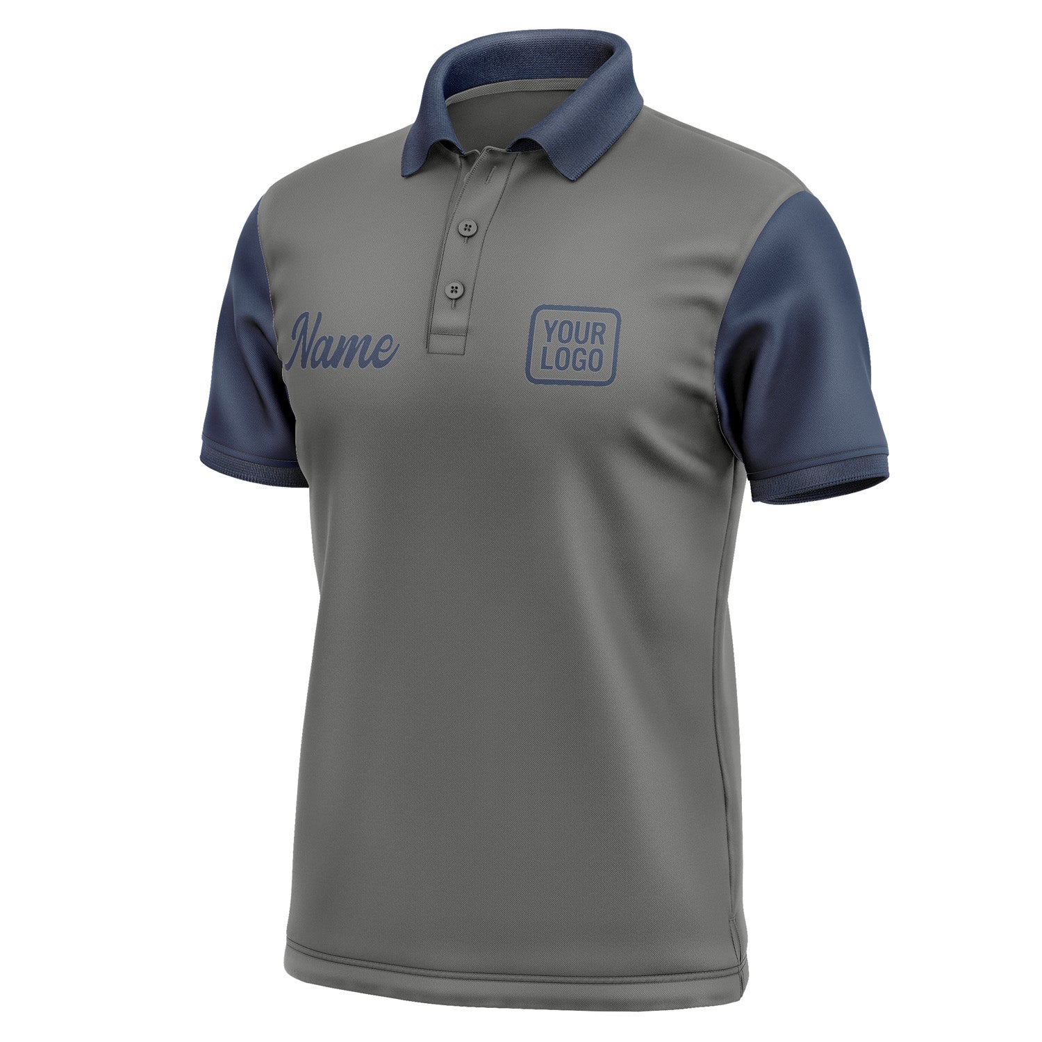 Custom Dark Grey Blue Short-Sleeve Polo Shirt PO201010B110