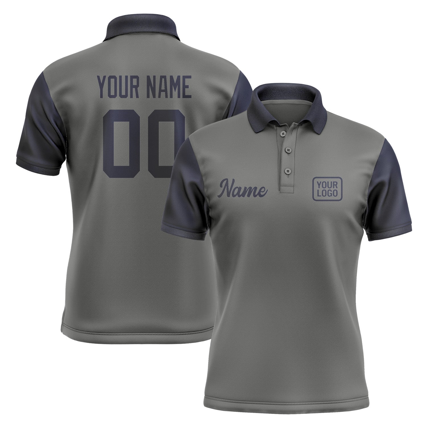 Custom Dark Grey Navy Short-Sleeve Polo Shirt PO201111B111