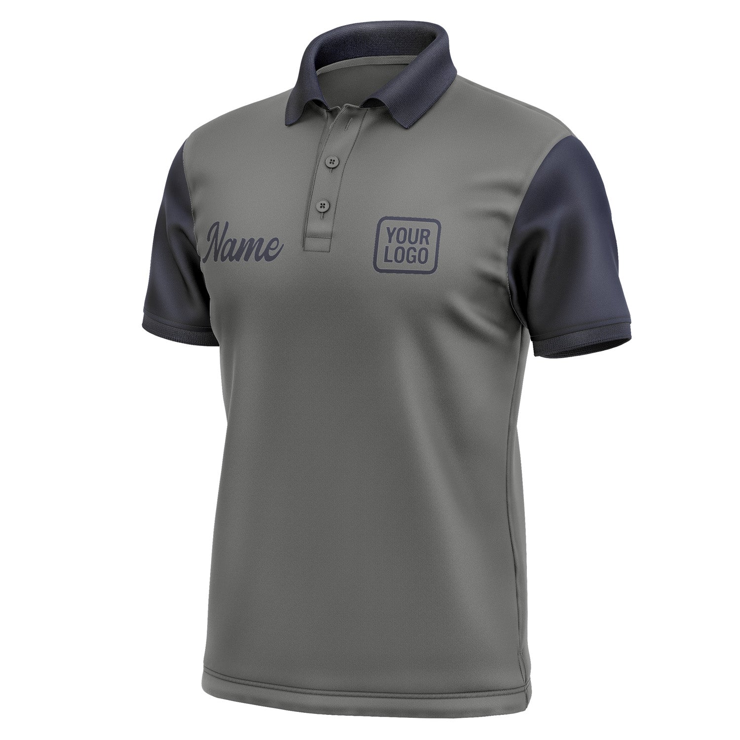 Custom Dark Grey Navy Short-Sleeve Polo Shirt PO201111B111