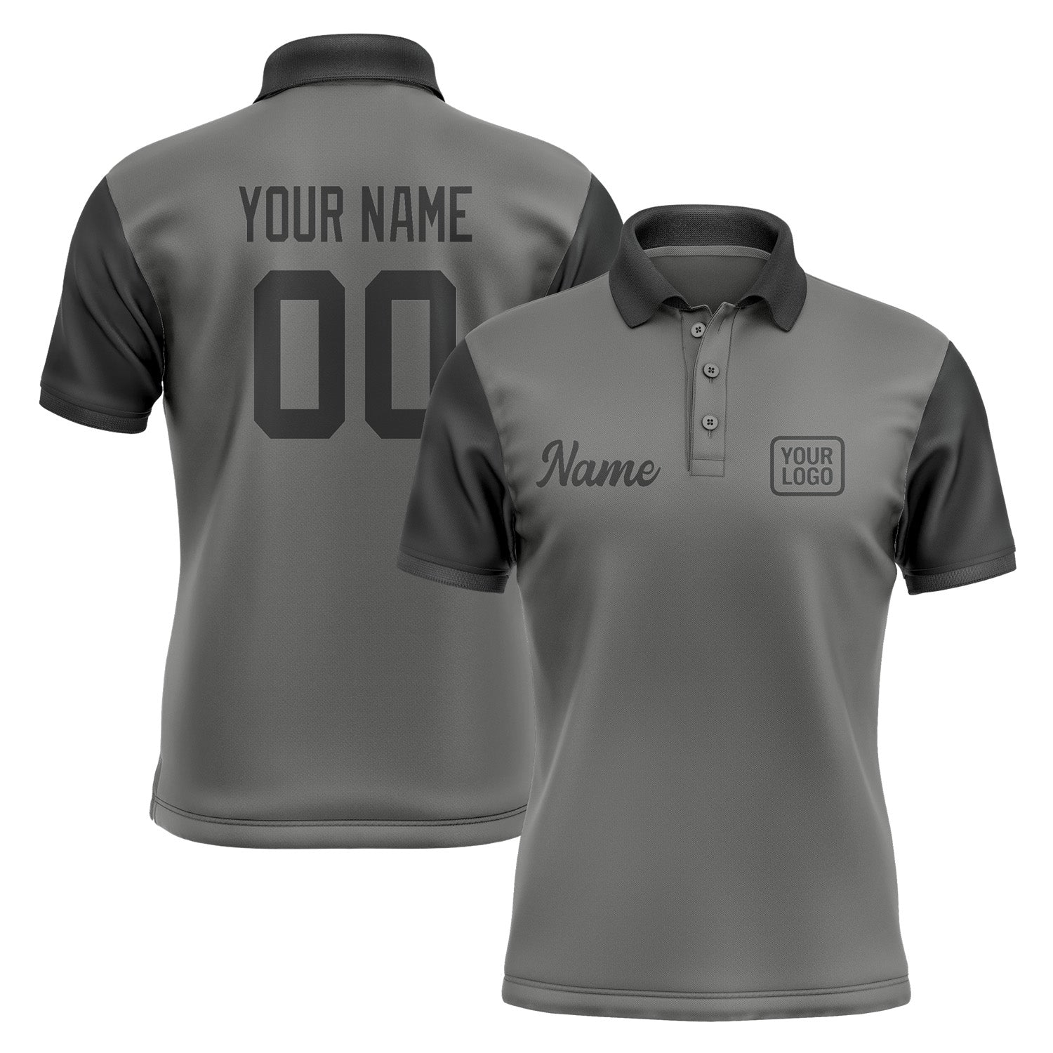 Custom Dark Grey Black Short-Sleeve Polo Shirt PO201717B117