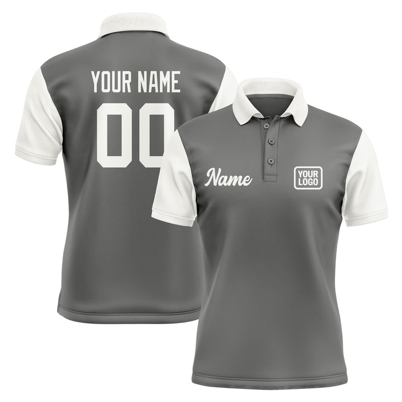 Custom Dark Grey White Short-Sleeve Polo Shirt PO201818B118