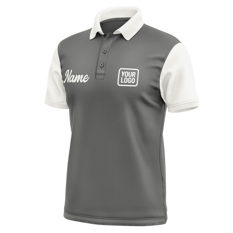 Custom Dark Grey White Short-Sleeve Polo Shirt PO201818B118