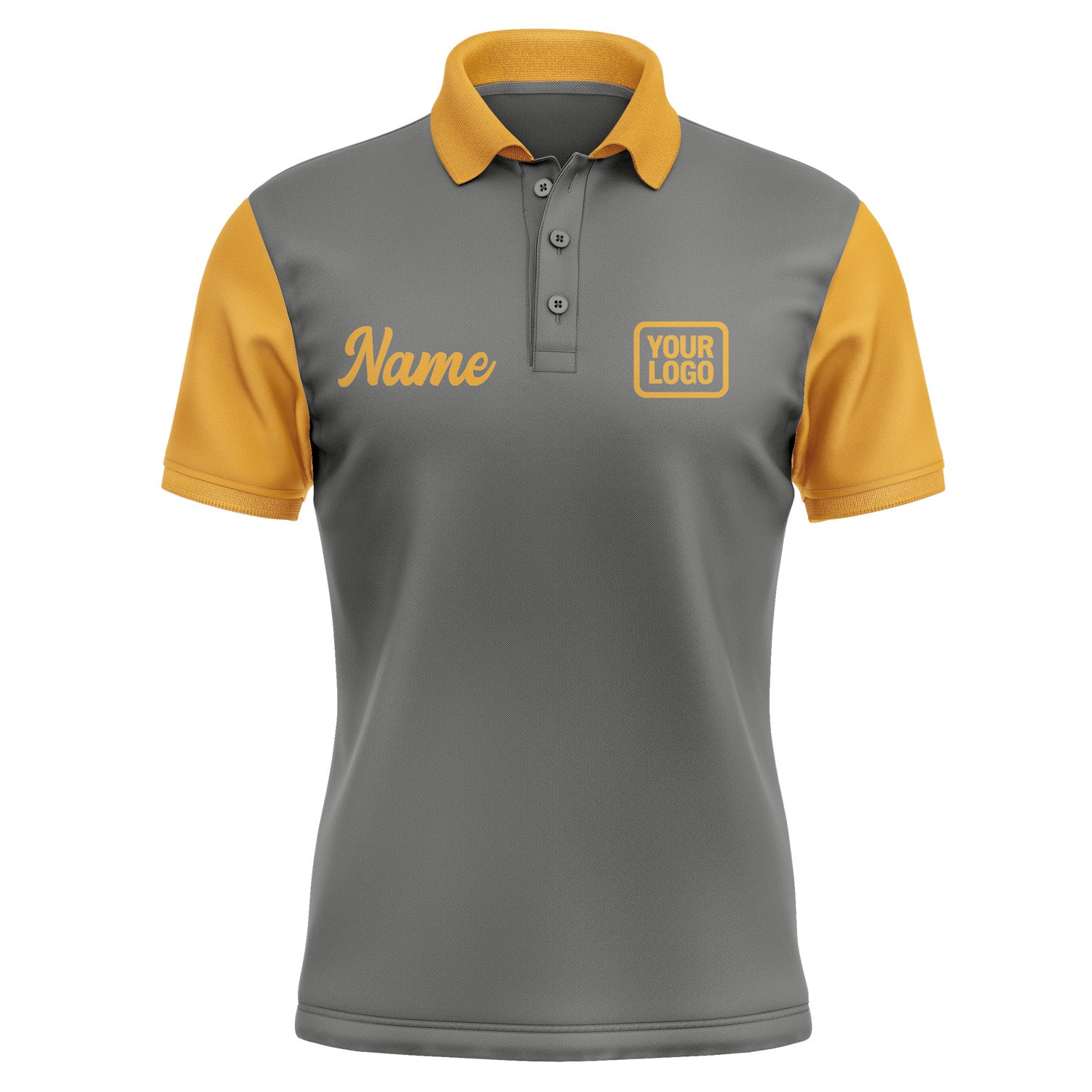 Custom Dark Grey Yellow Short-Sleeve Polo Shirt PO201919B119