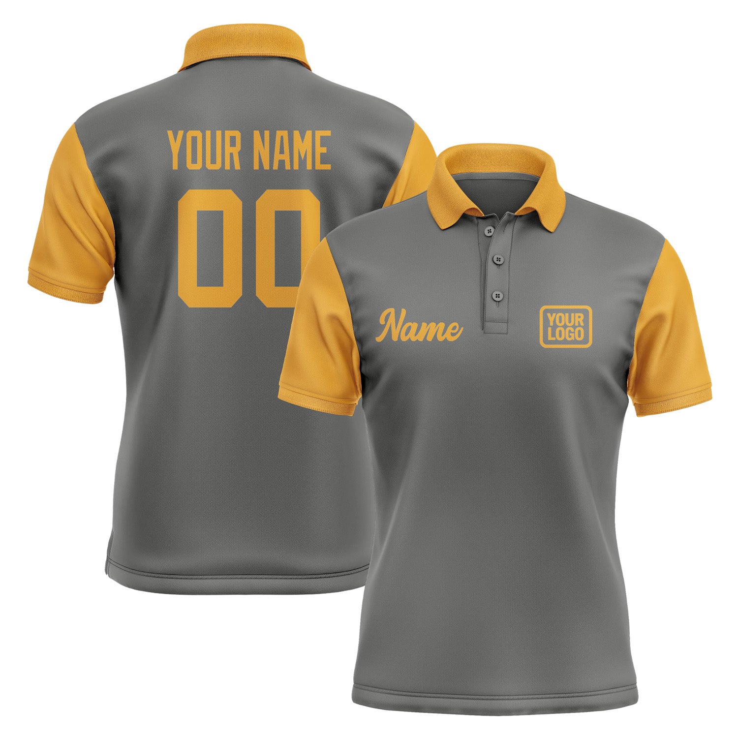 Custom Dark Grey Yellow Short-Sleeve Polo Shirt PO201919B119