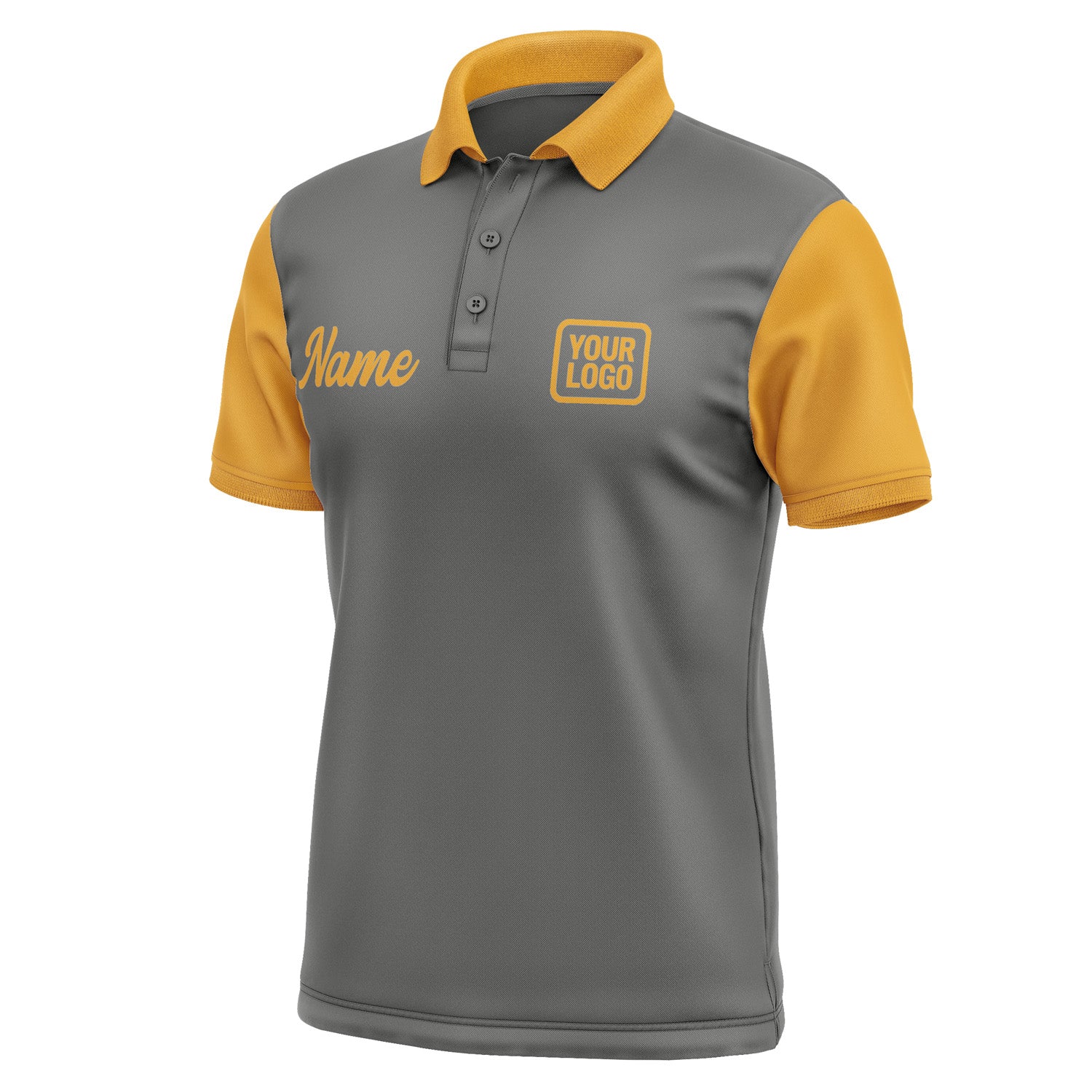 Custom Dark Grey Yellow Short-Sleeve Polo Shirt PO201919B119