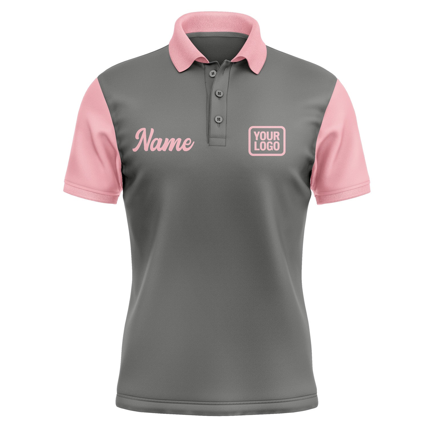 Custom Dark Grey Light Pink Short-Sleeve Polo Shirt PO202121B121