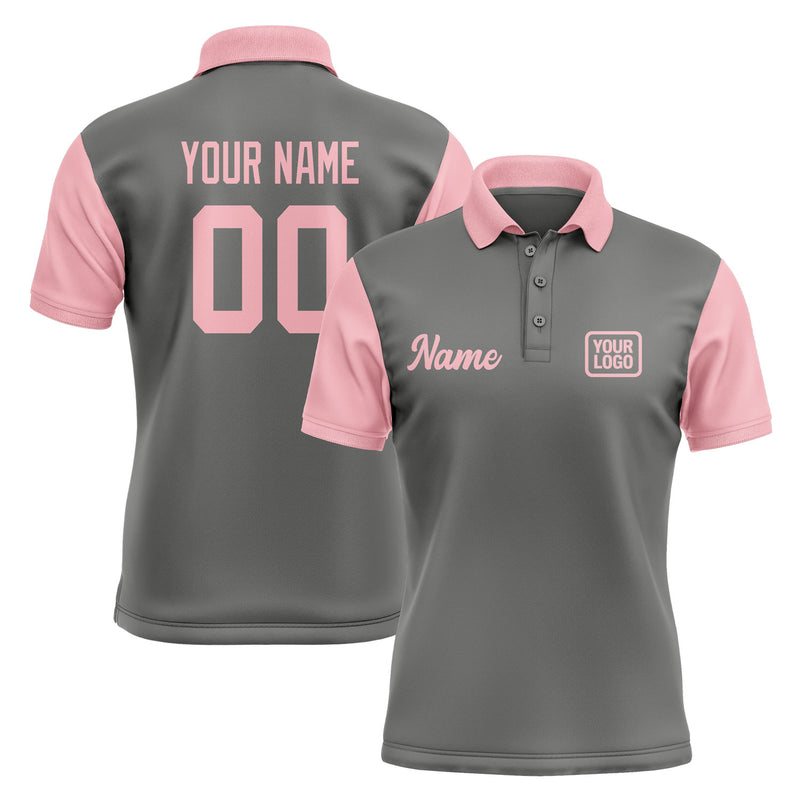 Custom Dark Grey Light Pink Short-Sleeve Polo Shirt PO202121B121