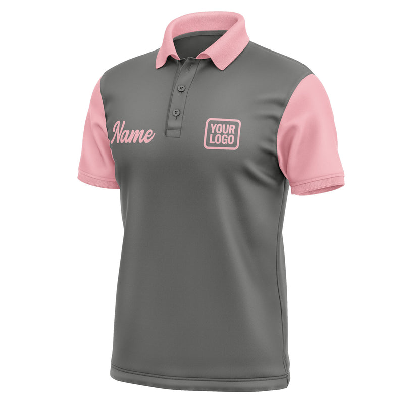 Custom Dark Grey Light Pink Short-Sleeve Polo Shirt PO202121B121