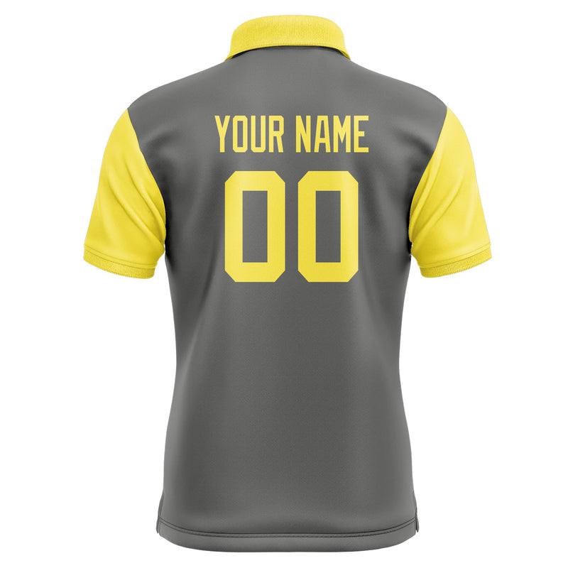 Custom Dark Grey Light Yellow Short-Sleeve Polo Shirt PO202626B126