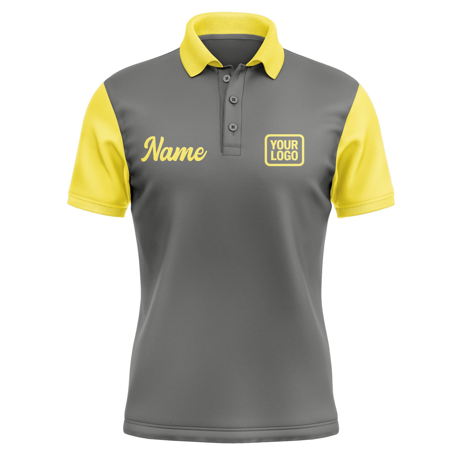 Custom Dark Grey Light Yellow Short-Sleeve Polo Shirt PO202626B126